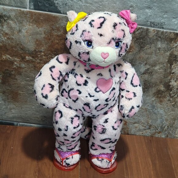 Sassy Kitty Cat Build A Bear Leopard Cheetah Plush Pawfect Pink Heart 18” - Picture 3 of 11